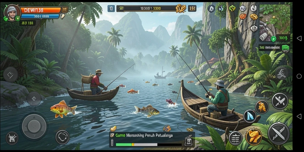 Screenshot gameplay DEWI138 menampilkan petualangan memancing yang seru.