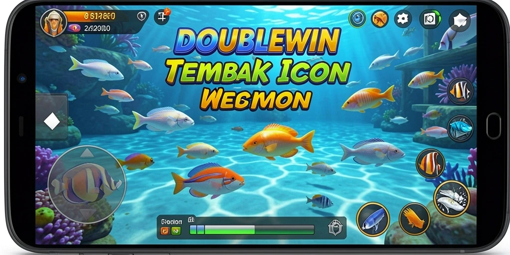 Screenshot gameplay DOUBLEWIN yang menampilkan aksi seru menembak ikan.