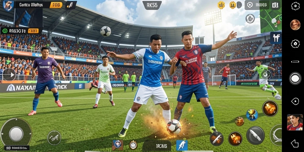 Tampilan seru gameplay RK55 dalam aksi olahraga.