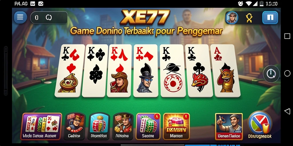 Screenshot gameplay XE77 menunjukkan aksi seru bermain Domino.